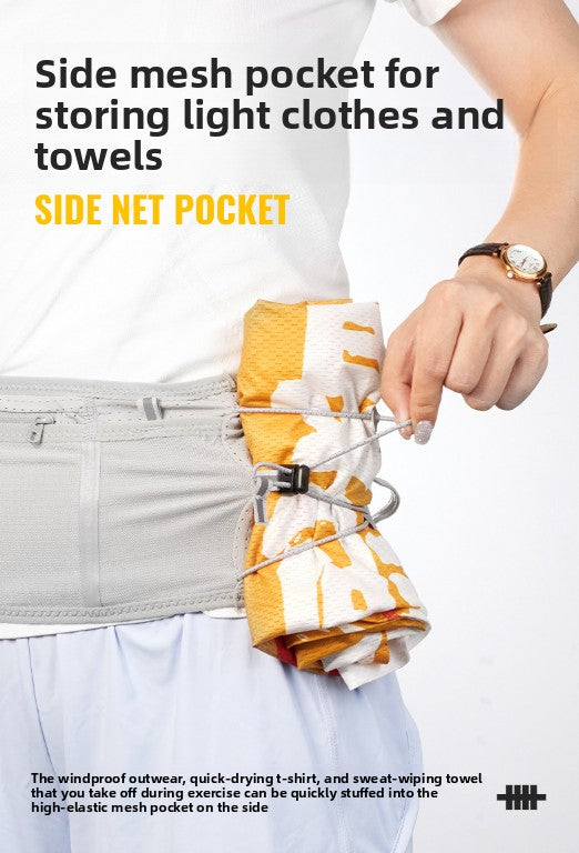 WRELS Trail Running Waist Belt - Lightweight Mesh Hydration Pack with Trekking Pole Holder - Anti-Bounce Phone Storage for Marathon & Hiking - Gray Size L (85-110cm)