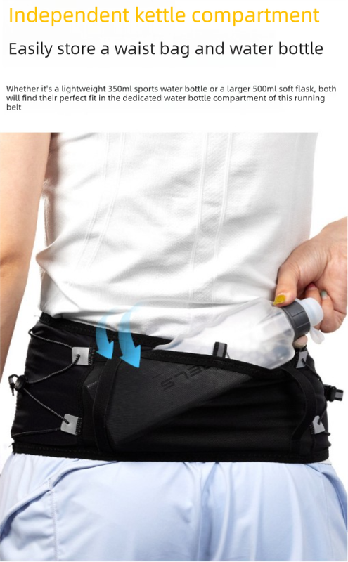 WRELS Trail Running Waist Belt - Lightweight Mesh Hydration Pack with Trekking Pole Holder - Anti-Bounce Phone Storage for Marathon & Hiking - Gray Size L (85-110cm)