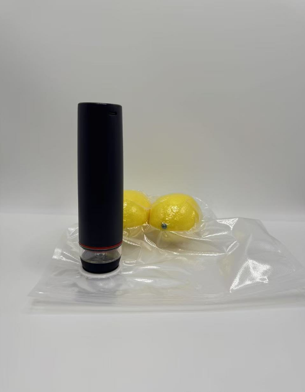 Portable Handheld Vacuum Sealer - Wireless Rechargeable Food Saver Pump - Compact Electric Kitchen Gadget for Meal Prep &amp; Sous Vide - Black