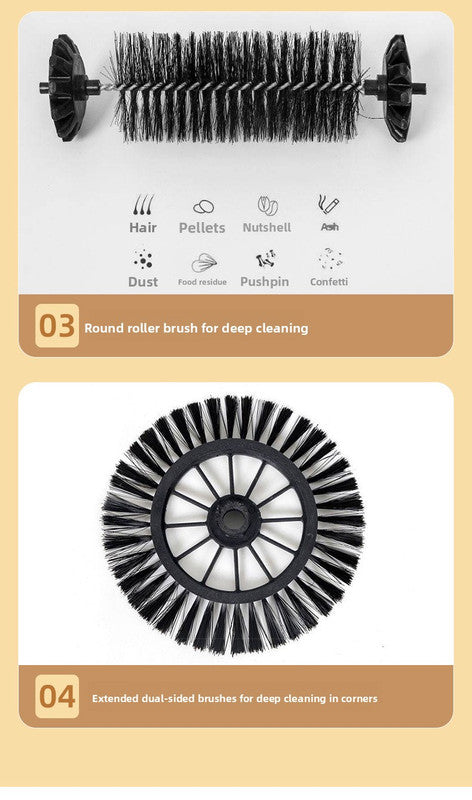 3-in-1 Hand Push Floor Sweeper - Manual Spinning Broom, Dustpan & Mop Combo - Silent Non-Electric Cleaning for Hardwood & Tiles - Lightweight Sky Blue