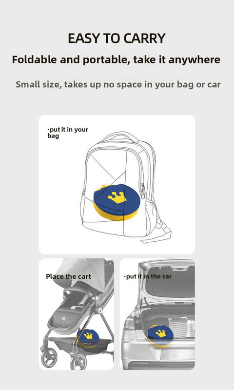 Kids Portable Travel Potty Foldable Training Toilet Seat - Blue - Compact Car & Camping Emergency Commode with Backrest - 50kg Load Capacity