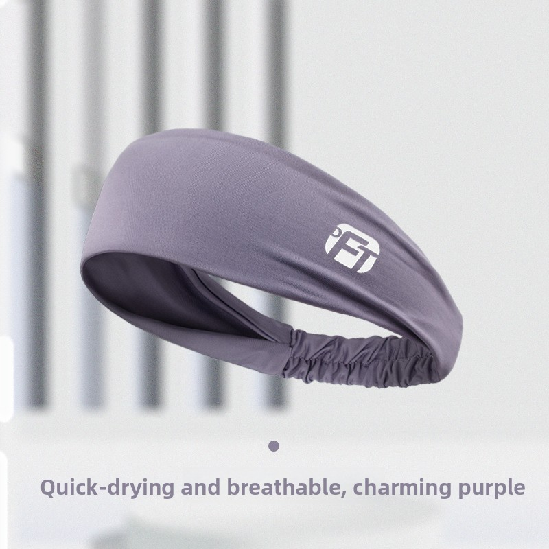 2 Pcs Cooling Sports Headband Moisture Wicking Sweatband for Running Gym &amp; Yoga Non Slip Stretchy Hair Band Black &amp; Purple