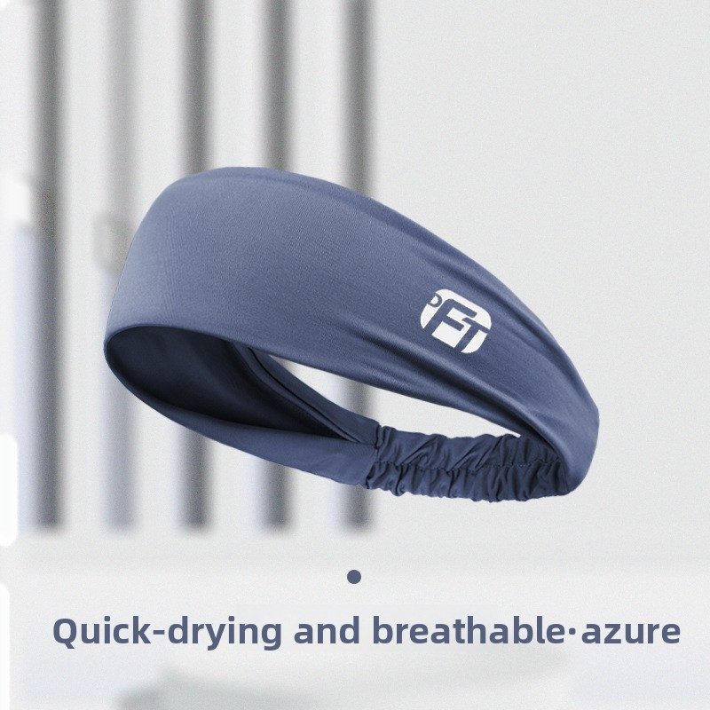 2 Pcs Cooling Sports Headband Moisture Wicking Sweatband for Running Gym &amp; Yoga Non Slip Stretchy Hair Band Black &amp; Blue