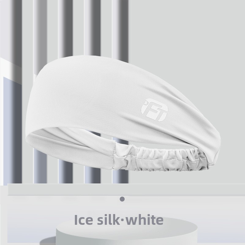 3 PCS Cooling Sports Headband Ice Silk Moisture Wicking Sweat Band for Running Gym &amp; Yoga Non Slip White &amp; Geometric Tech Pattern Black and Grey