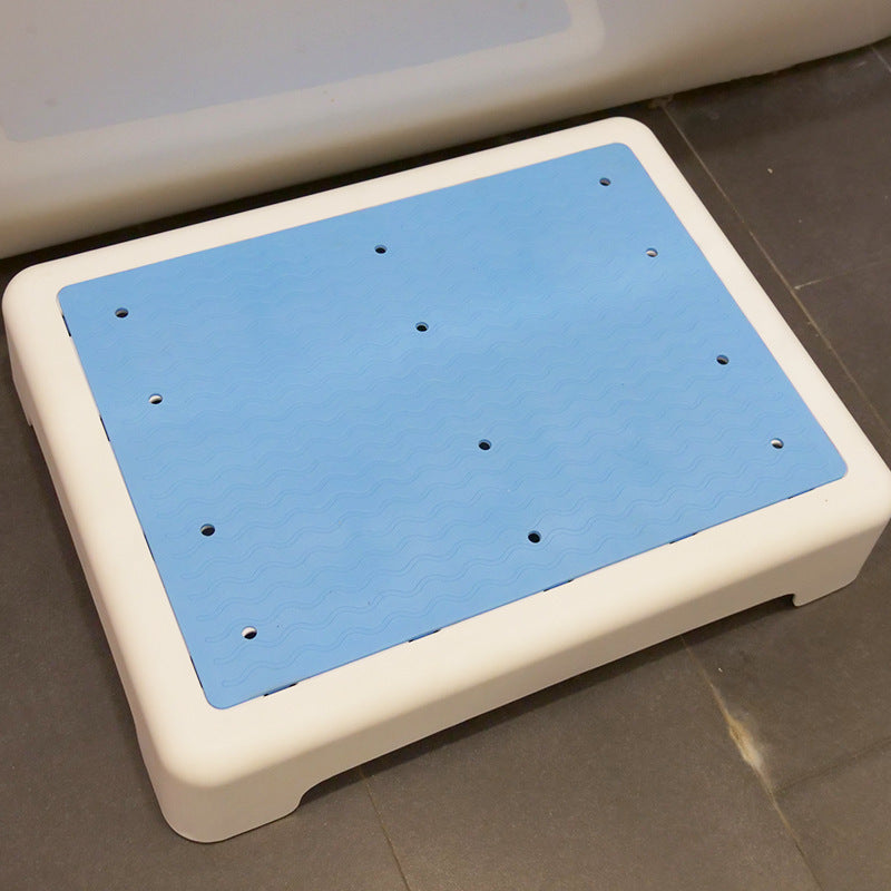 Portable Outdoor Half Step Stool Non-Slip Mobility Aid Compact Platform 43x33cm for Bath Home &amp; Car Use White Base with Blue Top Mat