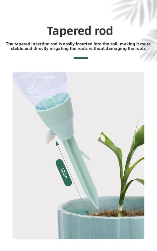 2 PCS Automatic Self-Watering Plant Spikes Adjustable Drip Irrigation System for Indoor Outdoor Garden Pots Holiday Care Green and White