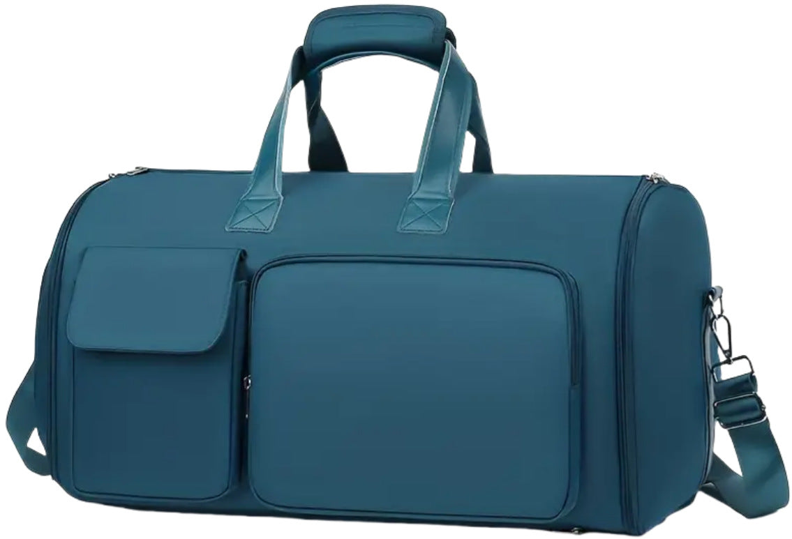 Convertible Travel Garment Bag Large Duffel Suit Carrier with Shoe Compartment &amp; Hidden Backpack Straps Waterproof  Blue
