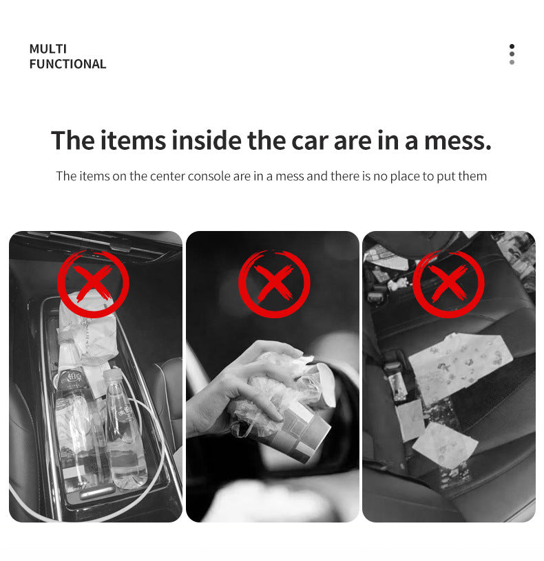 Car Trash Can Hanging Rubbish Bin with Lid Waterproof Leather Vehicle Organiser Storage Box for Door Seat Back Console Beige