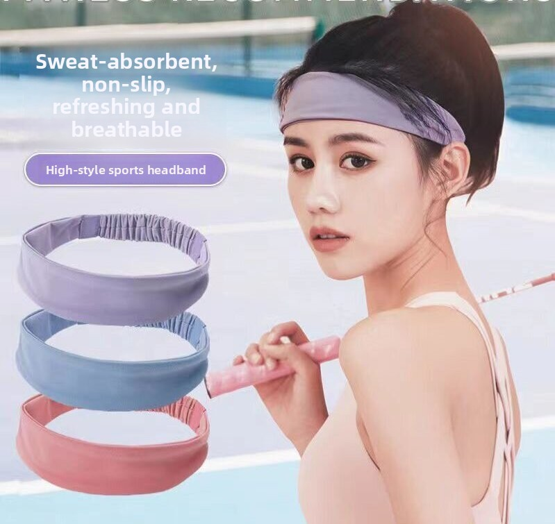 2 Pack Sports Headband with Silicone Sweat Guide Non-Slip Moisture Wicking Hair Band for Running Yoga Gym Fitness Quick Dry Breathable (Black & Purple)