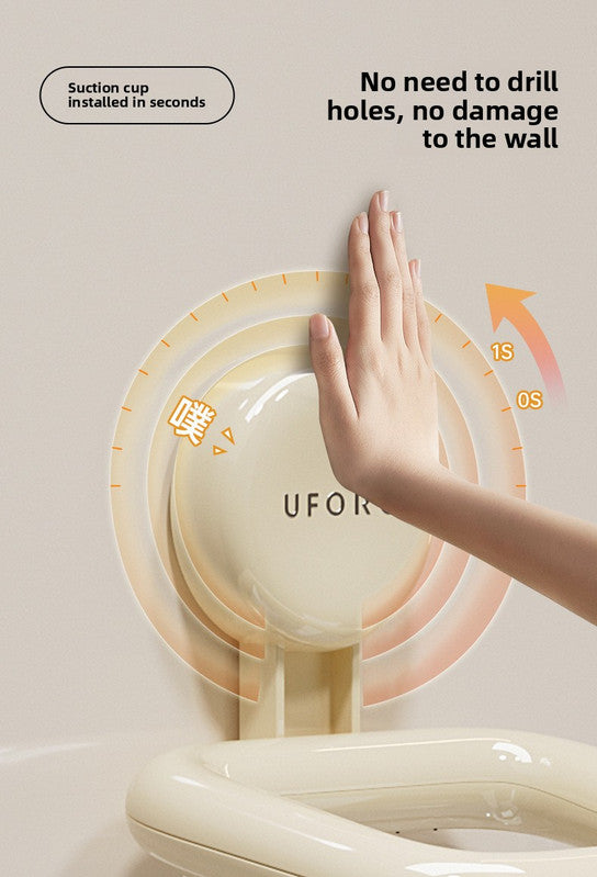 Cute Suction Cup Bathroom Organizer Wall Mounted Toothbrush Holder No Drill Storage Caddy with Drainage Holes for Electric Toothbrush Razor Toothpaste Cream White