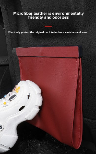 Car Trash Bag Hanging Leather Garbage Bin with Magnetic Closure Waterproof Vehicle Back Seat Organiser Leakproof Waste Storage Pocket Crystal Brown
