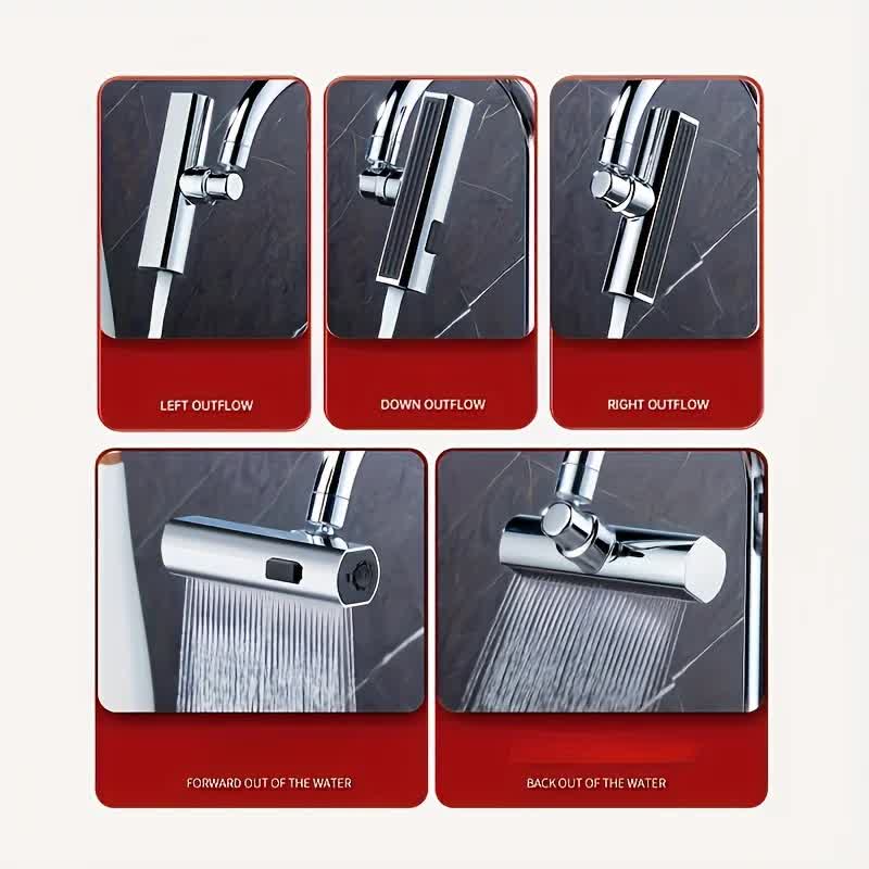 Waterfall Kitchen Tap Extender 360 Swivel Faucet Aerator Attachment 3 Spray Modes High Pressure Splash Proof Sink Nozzle with Universal Adapters Chrome Finish