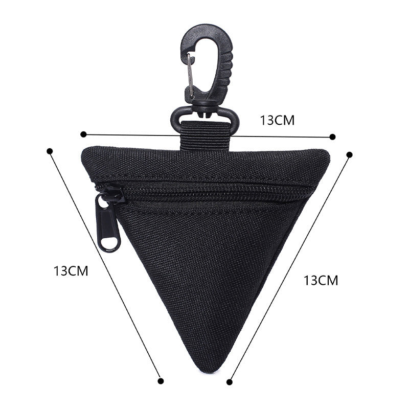 3 PCS Tactical Triangle Coin Purse Pouch Mini EDC Wallet with Carabiner Hook Heavy Duty Canvas Key Holder Case for Outdoor Camping Hiking Travel Black Khaki Green