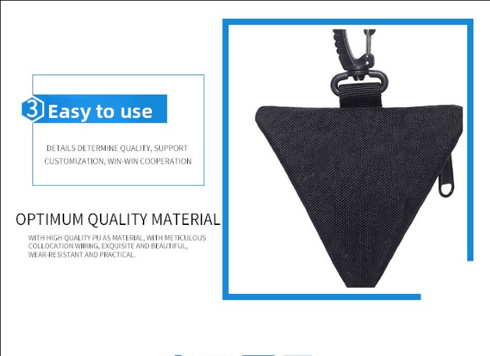 3 PCS Tactical Triangle Coin Purse Pouch Mini EDC Wallet with Carabiner Hook Heavy Duty Canvas Key Holder Case for Outdoor Camping Hiking Travel Black Khaki Green