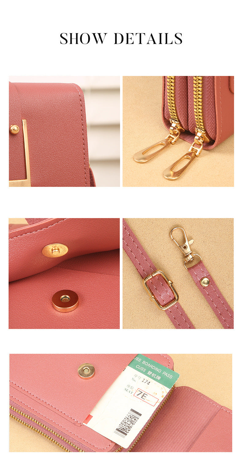 Women's Crossbody Phone Bag with Clear Touch Screen Window PU Leather Wallet Purse Multi-Pocket Shoulder Handbag Adjustable Strap Card Holder Dark pink