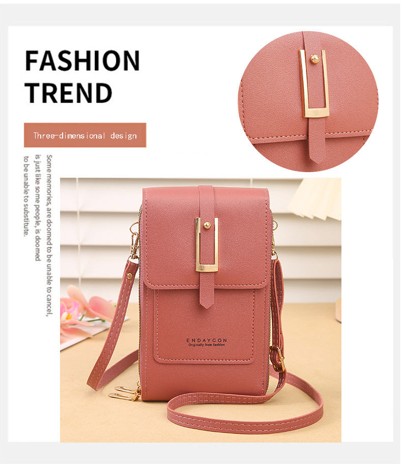 Women's Crossbody Phone Bag with Clear Touch Screen Window PU Leather Wallet Purse Multi-Pocket Shoulder Handbag Adjustable Strap Card Holder Brown