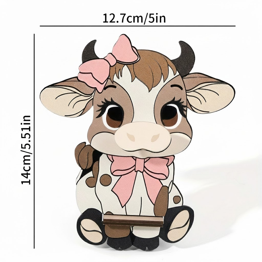 6 PCS Wooden Eyeglass Holder Stand Cute Animal Spectacle Rack Highland Cow Pig Cat Gnome Desktop Sunnies Display Gift for Home Office