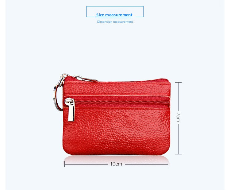 Small Coin Purse Key Ring Wallet Mini Change Pouch Dual Zipper Pocket PU Leather Portable Storage Bag Pink