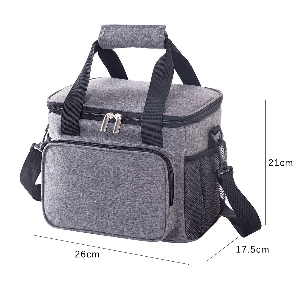 Small Insulated Lunch Bag 10L Cooler Tote Box with Shoulder Strap Leakproof Thermal Meal Prep Carrier for Work School Picnic Grey