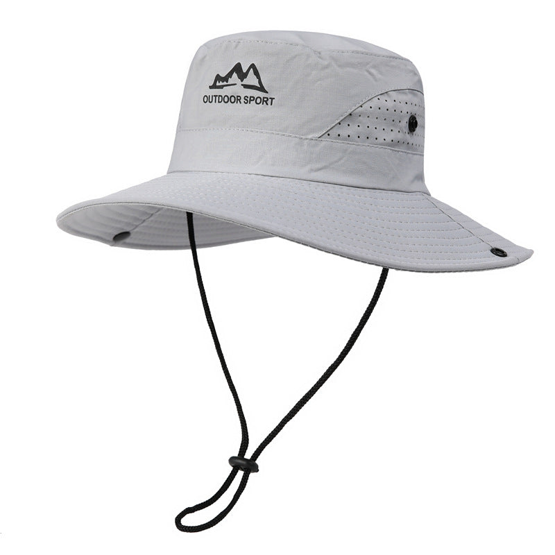 Wide Brim Sun Hat Waterproof UV Protection Boonie Bucket Cap Mesh Breathable for Fishing Hiking Camping Outdoor French Grey