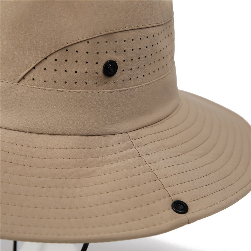 Wide Brim Sun Hat Waterproof UV Protection Boonie Bucket Cap Mesh Breathable for Fishing Hiking Camping Outdoor French Grey