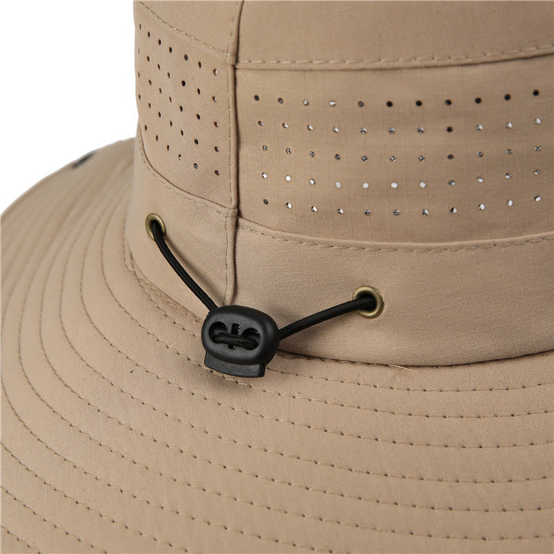Wide Brim Sun Hat Waterproof UV Protection Boonie Bucket Cap Mesh Breathable for Fishing Hiking Camping Outdoor Coffee
