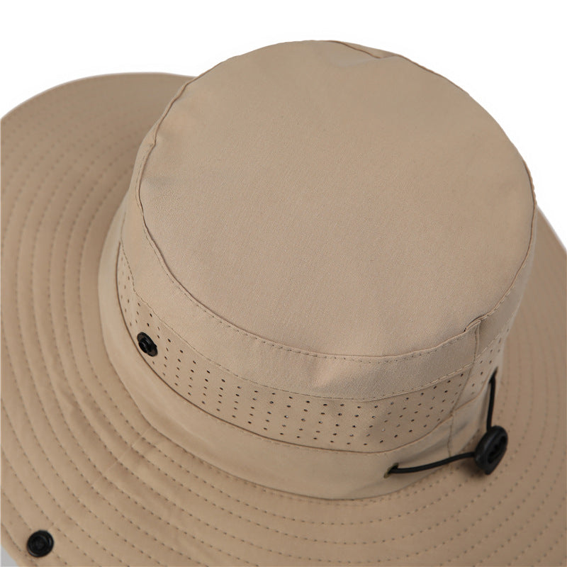 Wide Brim Sun Hat Waterproof UV Protection Boonie Bucket Cap Mesh Breathable for Fishing Hiking Camping Outdoor Khaki