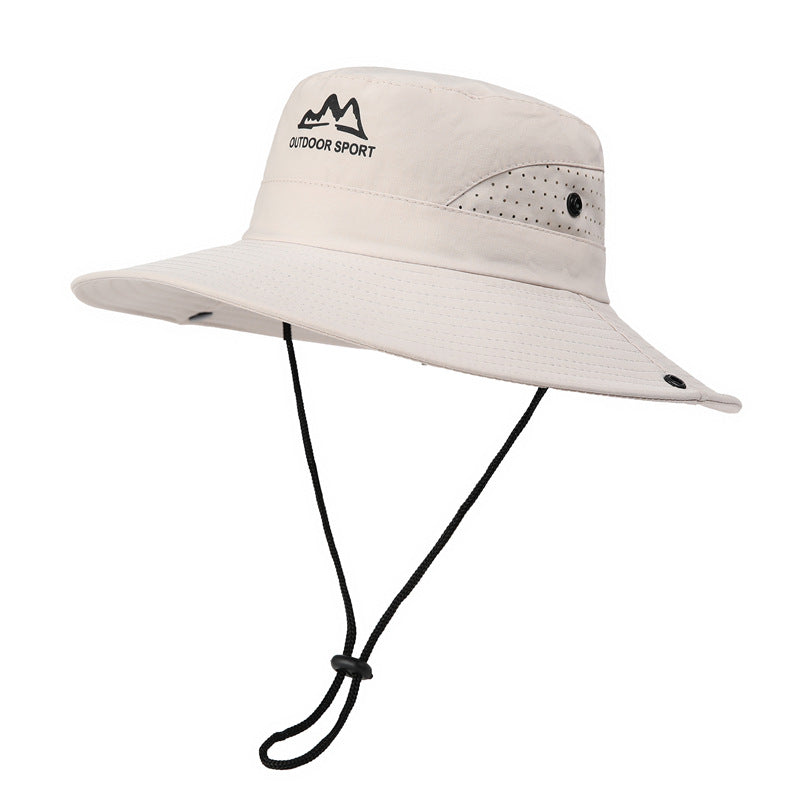 Wide Brim Sun Hat Waterproof UV Protection Boonie Bucket Cap Mesh Breathable for Fishing Hiking Camping Outdoor Beige