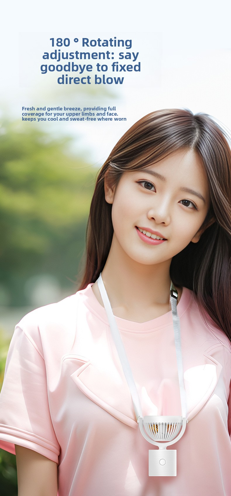 Portable Turbo Fan 3-in-1 Mini Handheld Desk Fan Rechargeable Personal Cooling Device with Neck Lanyard 180 Degree Adjustable Head Quiet Wind White