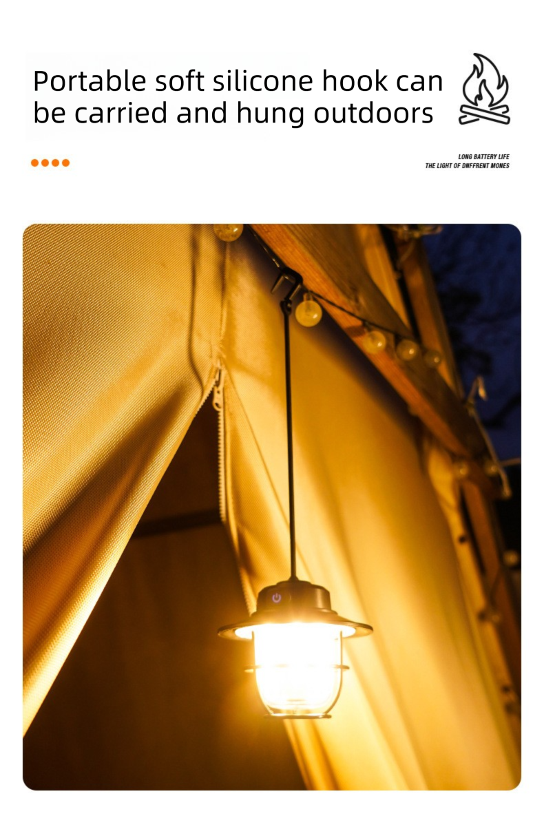 Retro LED Camping Lantern Rechargeable Pinecone Light Dimmable 4 Modes IPX4 Waterproof Hanging Tent Lamp for Outdoor Hiking Fishing Green