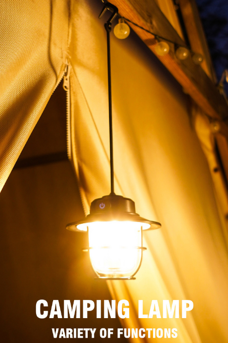 Retro LED Camping Lantern Rechargeable Pinecone Light Dimmable 4 Modes IPX4 Waterproof Hanging Tent Lamp for Outdoor Hiking Fishing Black