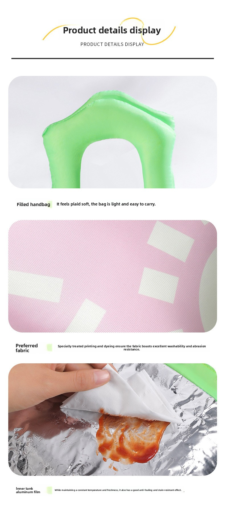 Insulated Lunch Bag Tote Fashion Graffiti Print with Soft Padded Handle Waterproof Thermal Cooler Bento Case for Work School and Picnics Blue with Green Handle