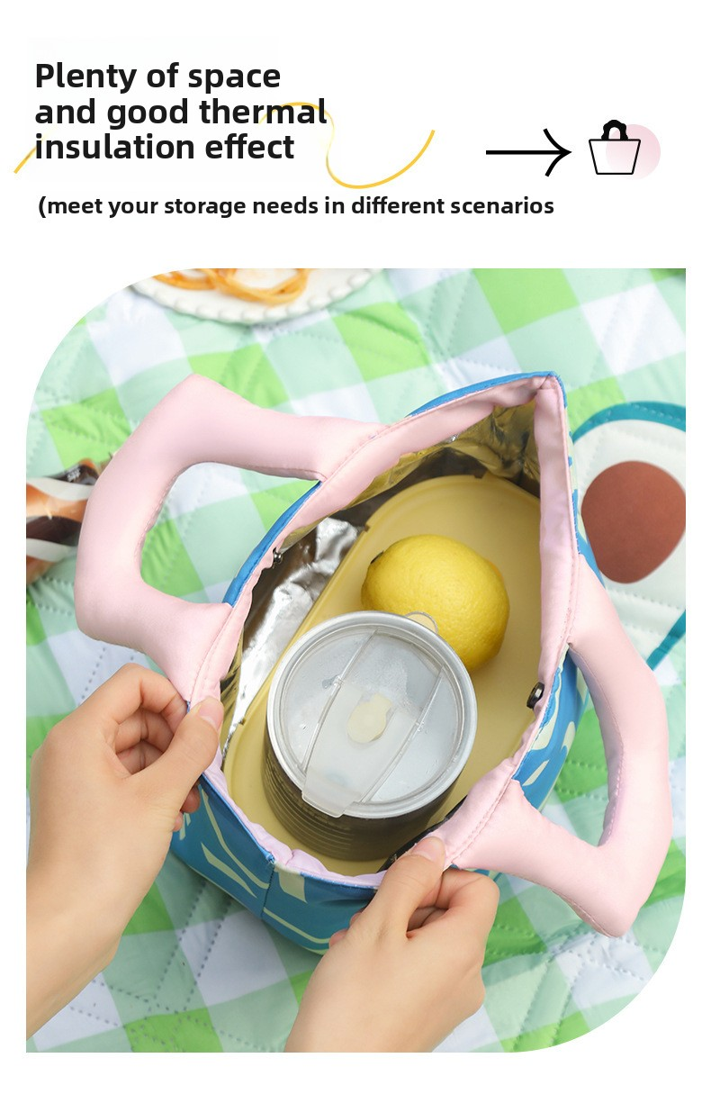 Insulated Lunch Bag Tote Fashion Graffiti Print with Soft Padded Handle Waterproof Thermal Cooler Bento Case for Work School and Picnics Blue with Green Handle