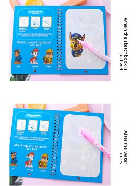 2 PCS Magic Water Colouring Book Reusable Mess Free Painting Set Space Astronaut and Cartoon Puppy Themes with Refillable Water Pens for Kids Travel Activity