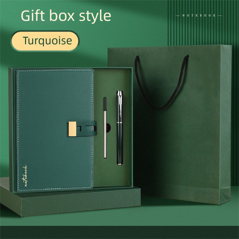 Turquoise Premium A5 Business Notebook Gift Set with Metal Pen - Soft PU Leather Journal 320 Pages Thick Paper - Executive Diary for Office & Home