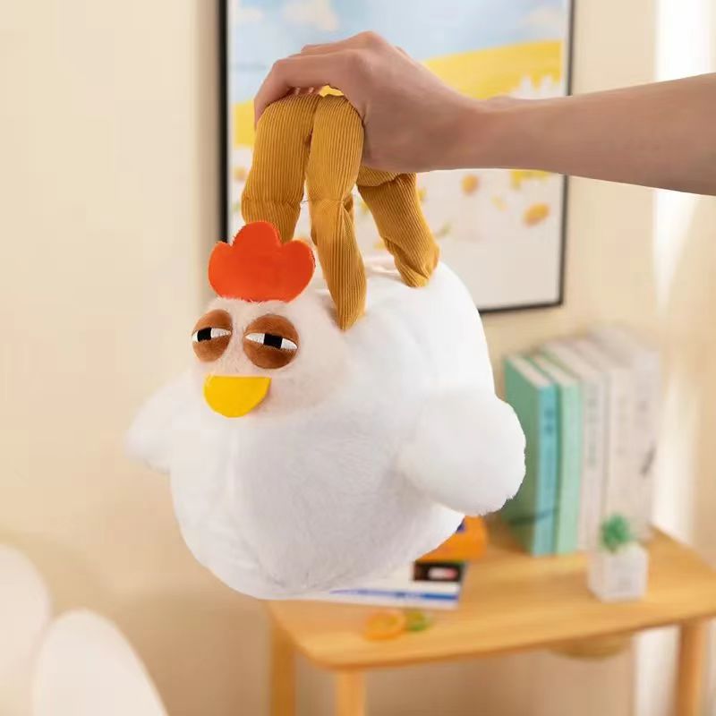 Funny Plush Chicken Handbag - Soft Fluffy Novelty Tote Bag with Leg Handles - Quirky Cartoon Gift for Kids & Teens (25cm)