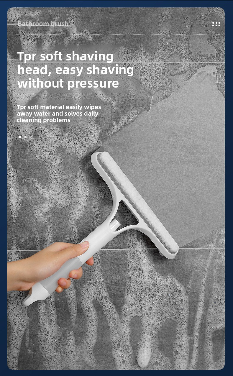 Blue 3-in-1 Window Squeegee with Built-in Spray Bottle - Dual Sided Sponge Glass Cleaner - Streak Free Tool for Shower Screens, Mirrors & Car Windows