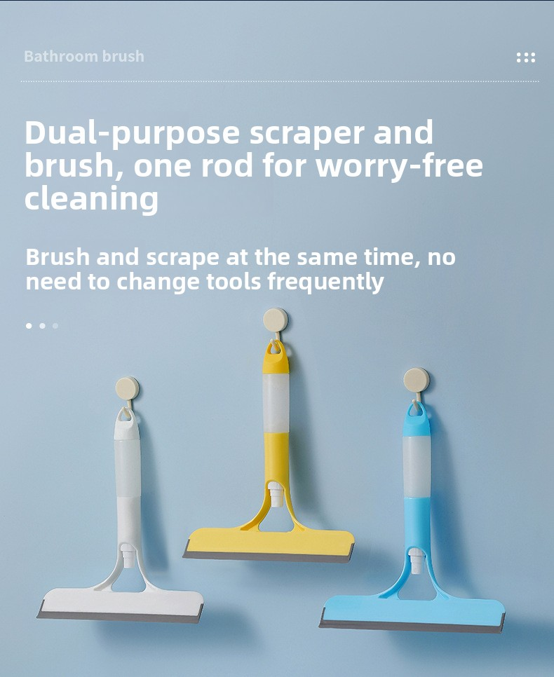 Blue 3-in-1 Window Squeegee with Built-in Spray Bottle - Dual Sided Sponge Glass Cleaner - Streak Free Tool for Shower Screens, Mirrors & Car Windows