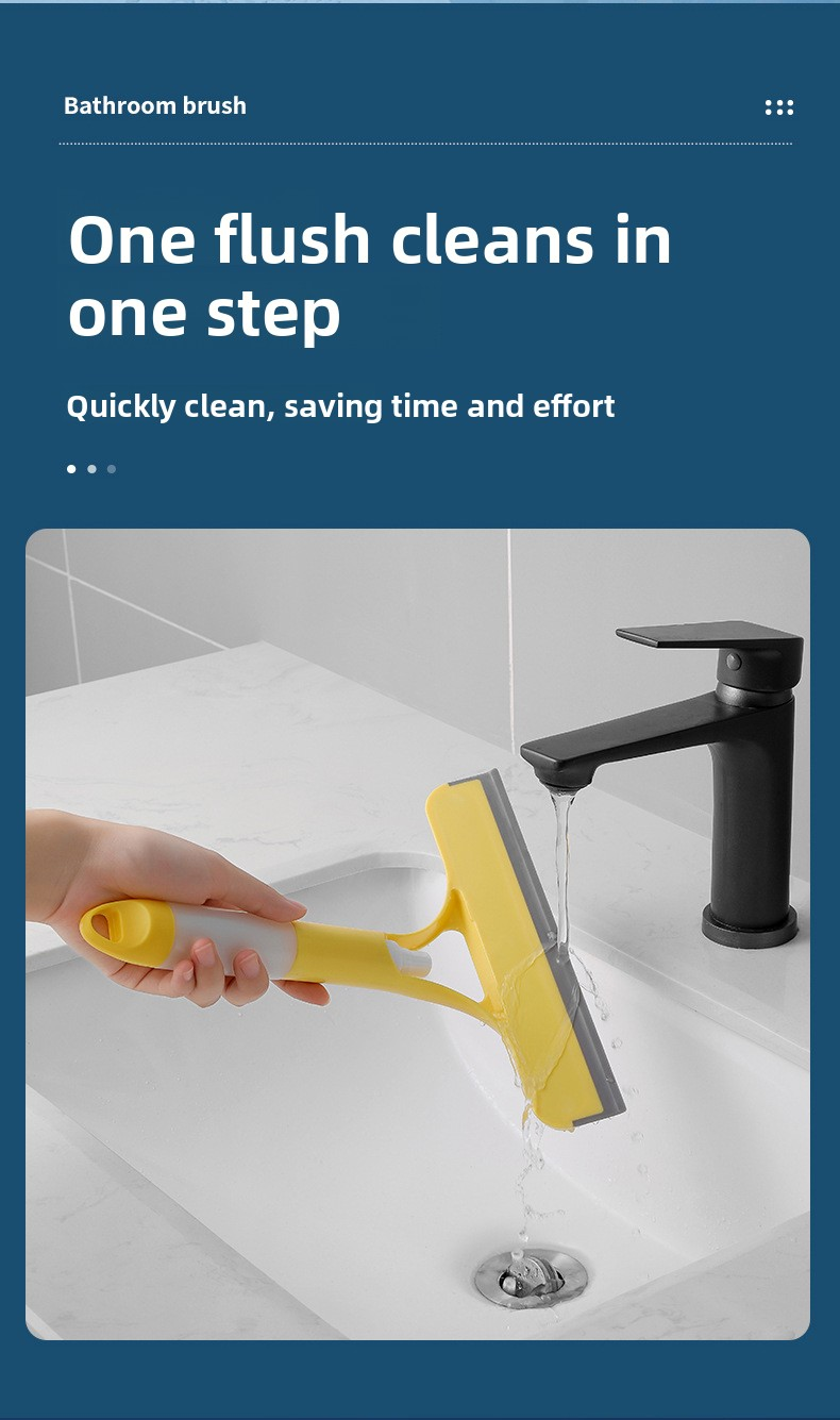 Yellow 3-in-1 Window Squeegee with Built-in Spray Bottle - Dual Sided Sponge Glass Cleaner - Streak Free Tool for Shower Screens, Mirrors & Car Windows