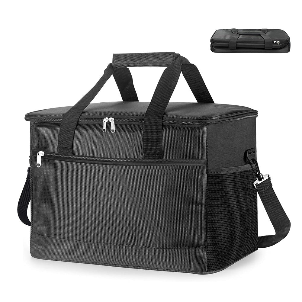Large 18L Insulated Cooler Bag - Leakproof Thermal Lunch Tote with Shoulder Strap - Heavy Duty Black Picnic Box for Beach, Camping & Work