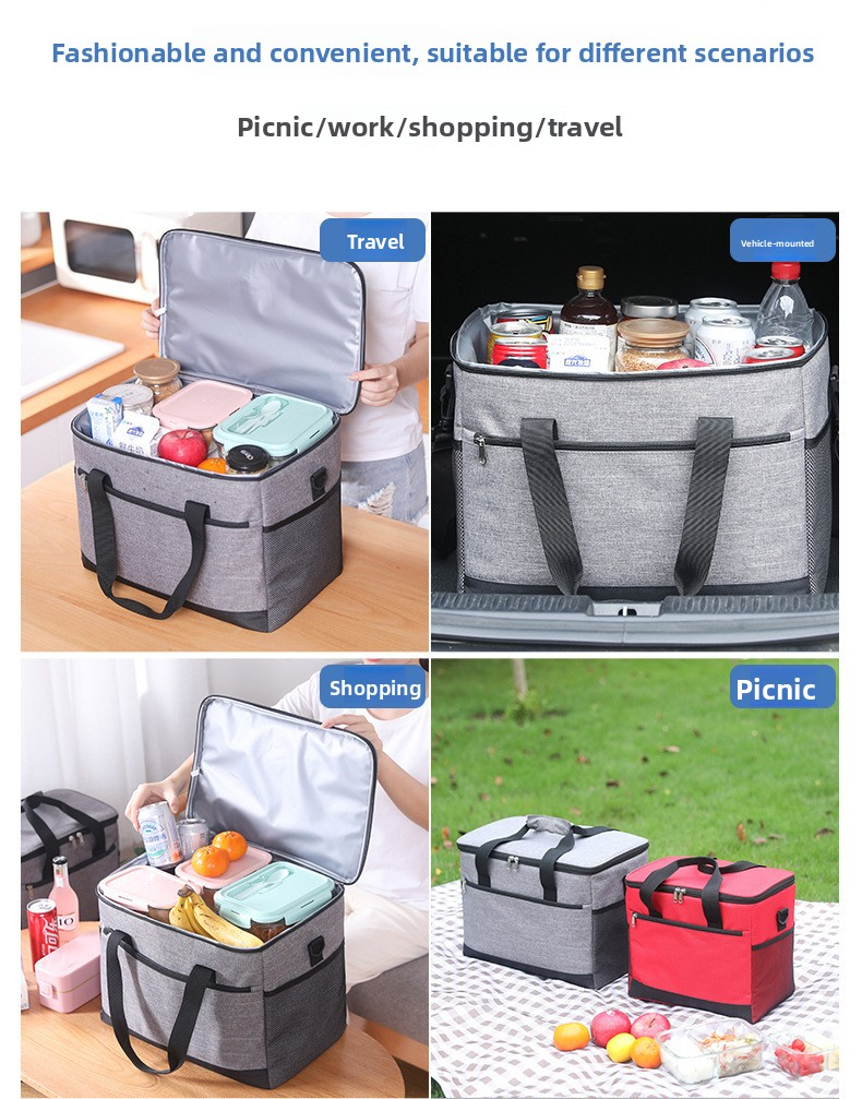 Large 18L Insulated Cooler Bag - Leakproof Thermal Lunch Tote with Shoulder Strap - Heavy Duty Beige Picnic Box for Beach, Camping & Work