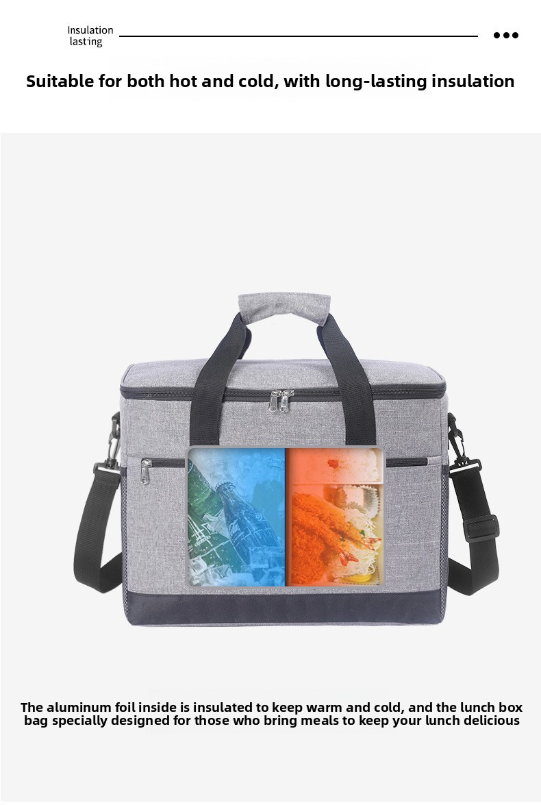 Large 18L Insulated Cooler Bag - Leakproof Thermal Lunch Tote with Shoulder Strap - Heavy Duty Beige Picnic Box for Beach, Camping & Work