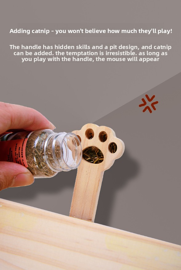 Interactive Wooden Cat Toy Whack-A-Mole Box - Solid Pine Cloud Puzzle with Pop-Up Cartoon Figures - Mental Enrichment & Bonding Game for Indoor Cats