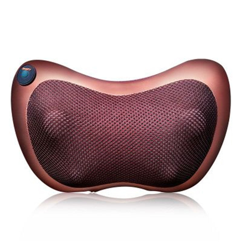 Electric Shiatsu Massage Pillow with Heat - Deep Kneading Neck & Back Massager - Portable Car & Home Cushion for Muscle Relief - Brown
