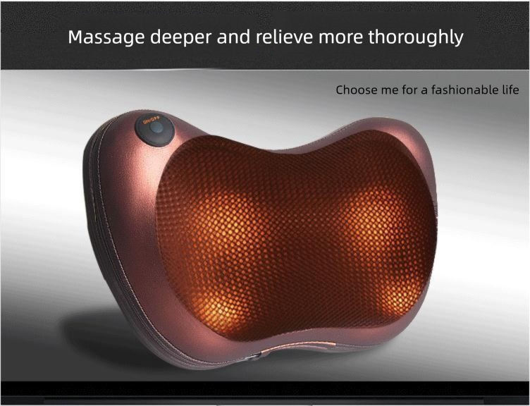 Electric Shiatsu Massage Pillow with Heat - Deep Kneading Neck & Back Massager - Portable Car & Home Cushion for Muscle Relief - Brown