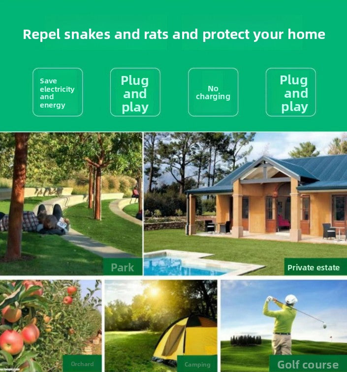Solar-Powered Sonic Snake and Rodent Repeller Ground Stake - Outdoor Waterproof Ground Vibration Pest Deterrent Device - Ultrasonic Control for Moles, Voles, and House Mice - Garden Lawn Protection - Green Square Top Model