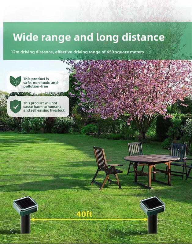 Solar-Powered Sonic Snake and Rodent Repeller Ground Stake - Outdoor Waterproof Ground Vibration Pest Deterrent Device - Ultrasonic Control for Moles, Voles, and House Mice - Garden Lawn Protection - Green Octagon Top Model