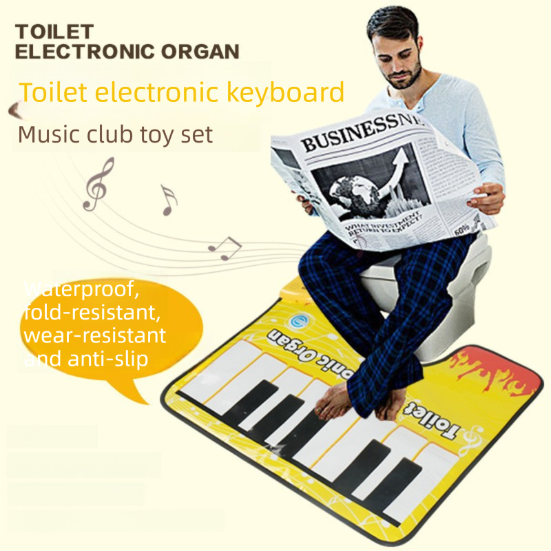 Yellow Electronic Toilet Piano Mat - Funny Musical Floor Keyboard for Bathroom Entertainment - Novelty Gag Gift &amp; Potty Training Toy - Waterproof &amp; Non-Slip - Fits Standard Toilets