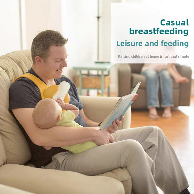 Hands-Free Baby Bottle Holder - Shoulder Mounted Feeding Aid for Parents - Anti-Slip & Adjustable Design - Fits Most Standard Bottles - Orange