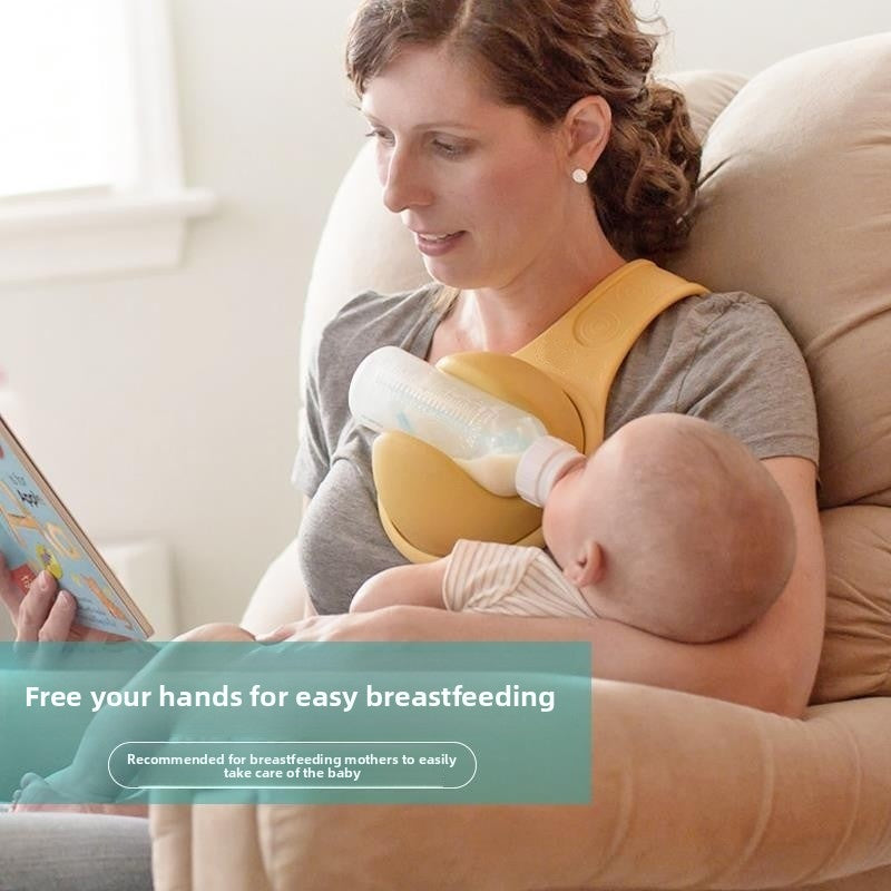 Hands-Free Baby Bottle Holder - Shoulder Mounted Feeding Aid for Parents - Anti-Slip & Adjustable Design - Fits Most Standard Bottles - Orange